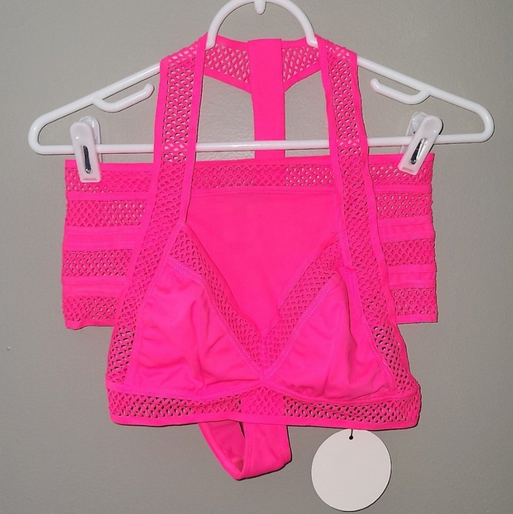 Rehab Lab Hot Pink Mesh Bikini